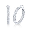 Bezel Set Emerald-Cut Diamond Hoop Earrings