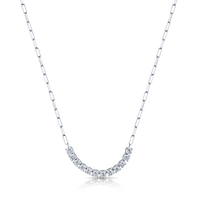 Floating Round Brilliant Diamond Pendant on Paperclip Chain