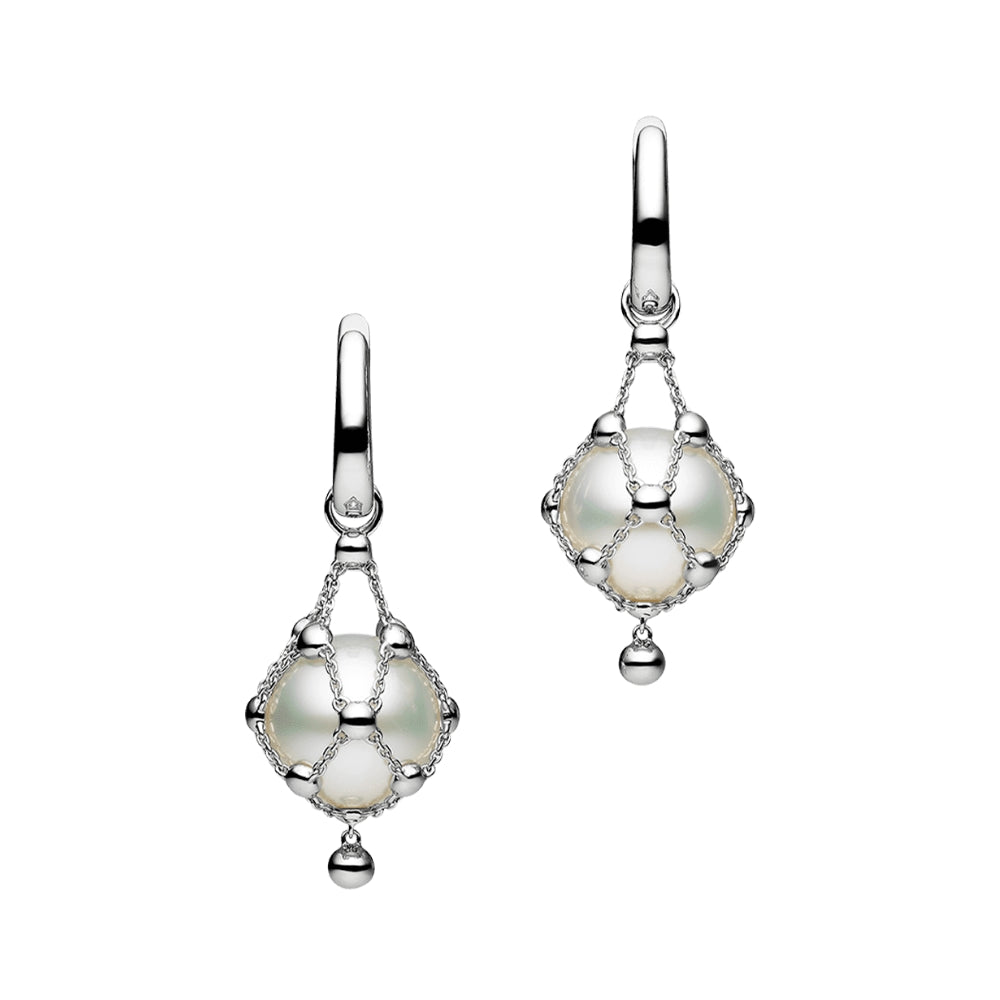 18KWG 12MM BUTTON PEARL LAVALIER EARRINGS