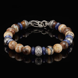 William Henry Boots & Denim Mammoth Tooth Sodalite Beaded Bracelet BB9 MT