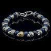 William Henry Caprice Sterling Silver 18K Sodalite Skull Beaded Bracelet