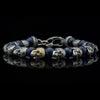 William Henry Caprice Sterling Silver 18K Sodalite Skull Beaded Bracelet