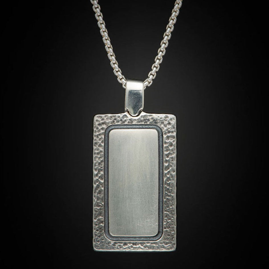 William Henry Dino Shift Sterling Silver Dinosaur Bone Dogtag Necklace P44 DB RB