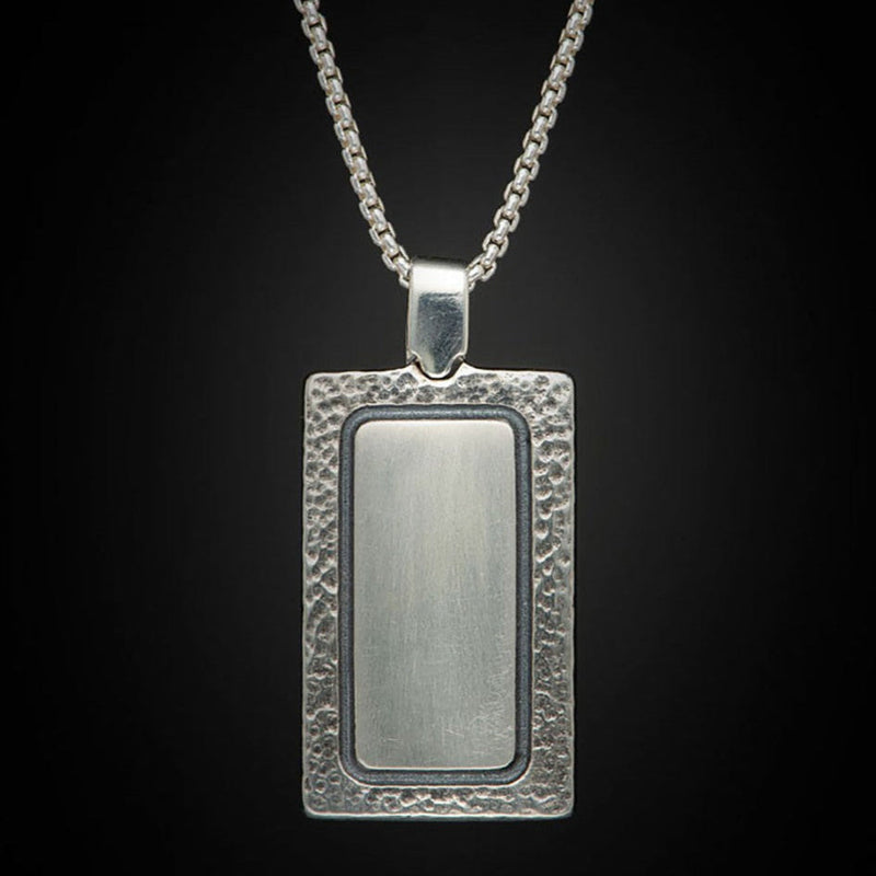 William Henry Dino Shift Sterling Silver Dinosaur Bone Dogtag Necklace P44 DB RB