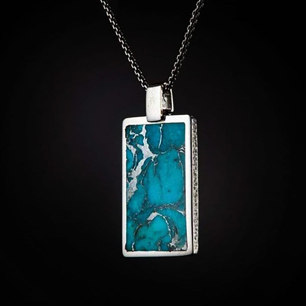 William Henry Turquoise Shift Sterling Silver Necklace P44 TQ