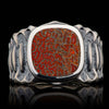 William Henry Echelon Sterling Silver Dinosaur Bone Inlay Ring