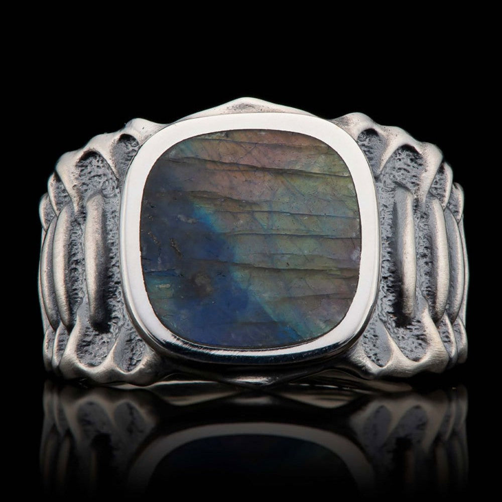 William Henry Echelon Sterling Silver Labradorite Inlay Ring