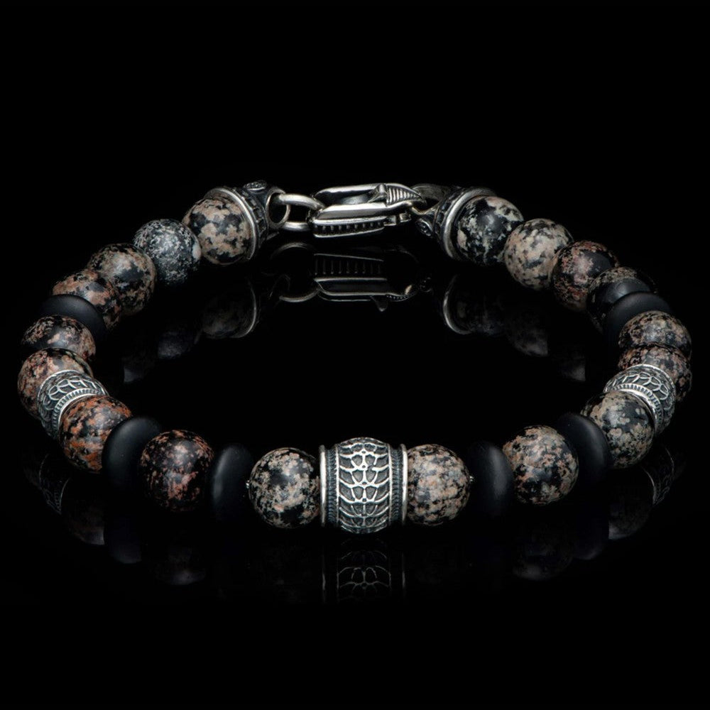 William Henry Newport Red Snowflake Obsidian Beaded Bracelet BB49 RSO