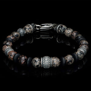 William Henry Newport Red Snowflake Obsidian Beaded Bracelet BB49 RSO