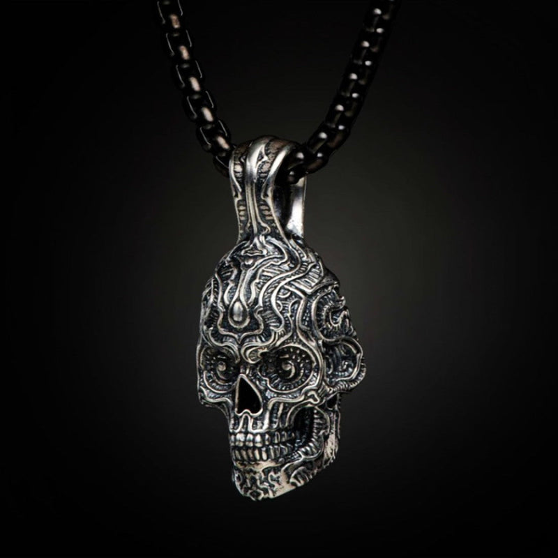 William Henry Cristobal Sugar Skull Sterling Silver Necklace P6