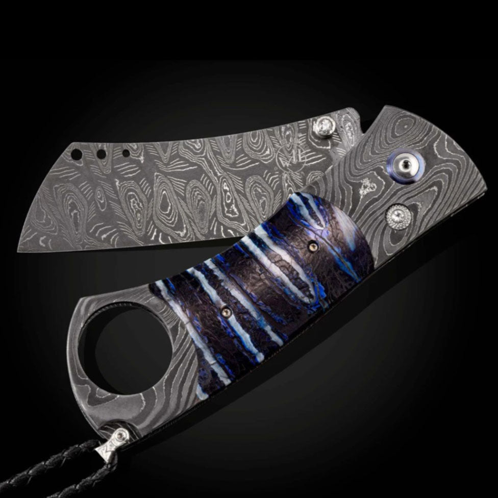 William Henry Twister Fossil Mammoth Tooth & Damascus Cigar Cutter CG1 TWISTER