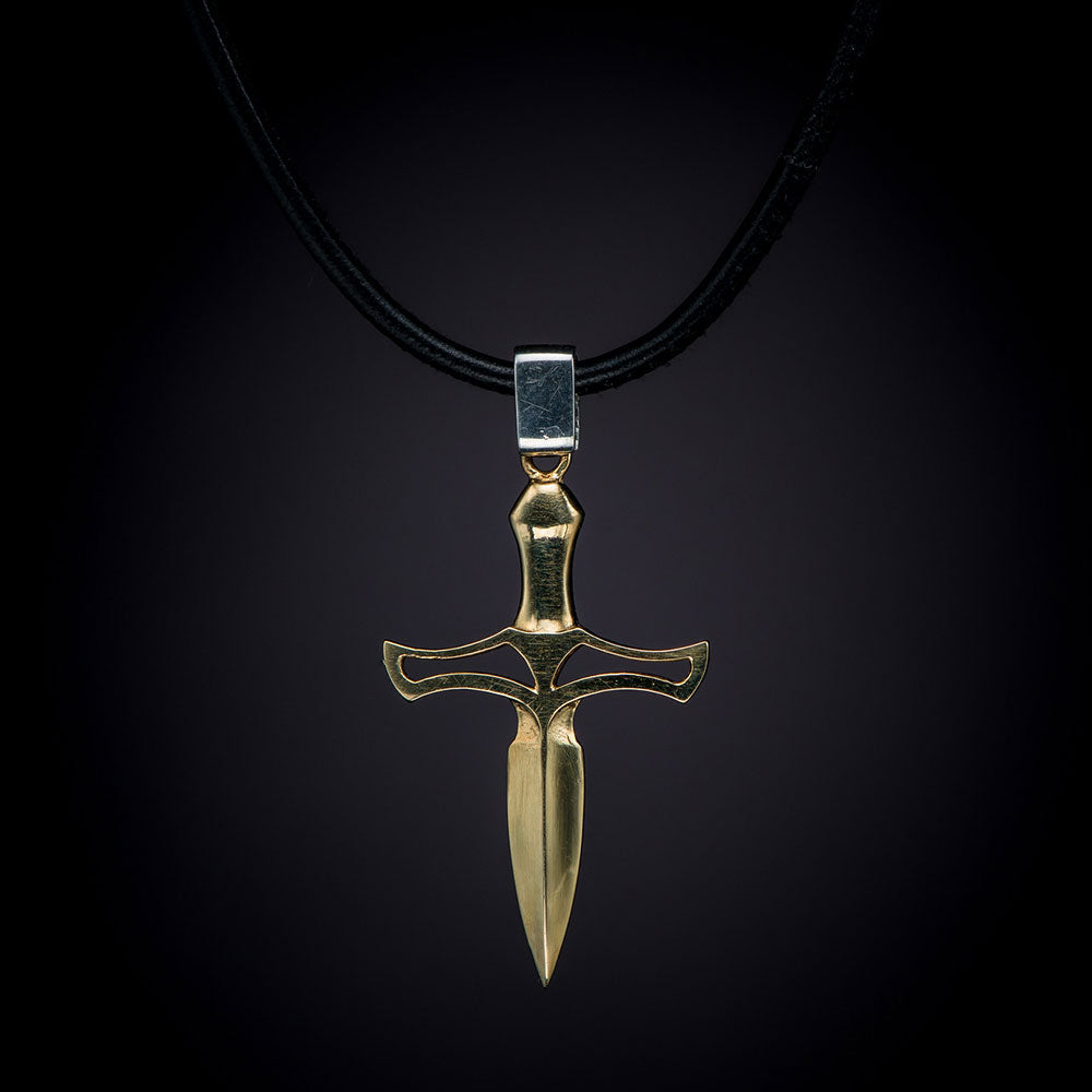 William Henry Bandit 18K Gold Pendant On Leather Cord P53 YG