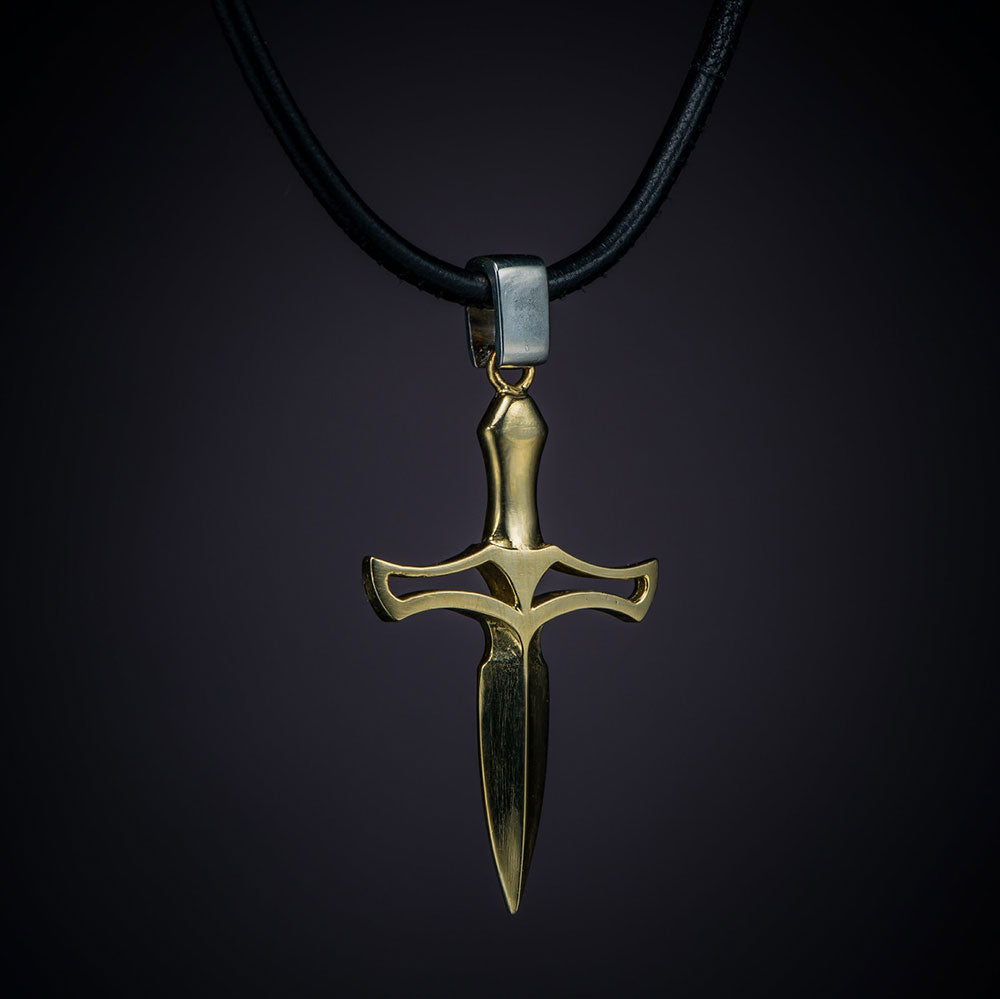 William Henry Bandit 18K Gold Pendant On Leather Cord P53 YG