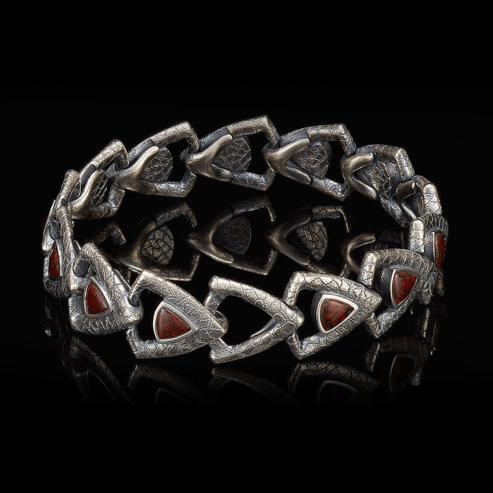 William Henry Dino Pace Sterling Silver Dinosaur Bone Bracelet BR10 DB RB