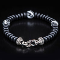 William Henry Night Dive Sterling Silver Onyx & Fossil Coral Bracelet BB14 FC