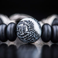 William Henry Night Dive Sterling Silver Onyx & Fossil Coral Bracelet BB14 FC