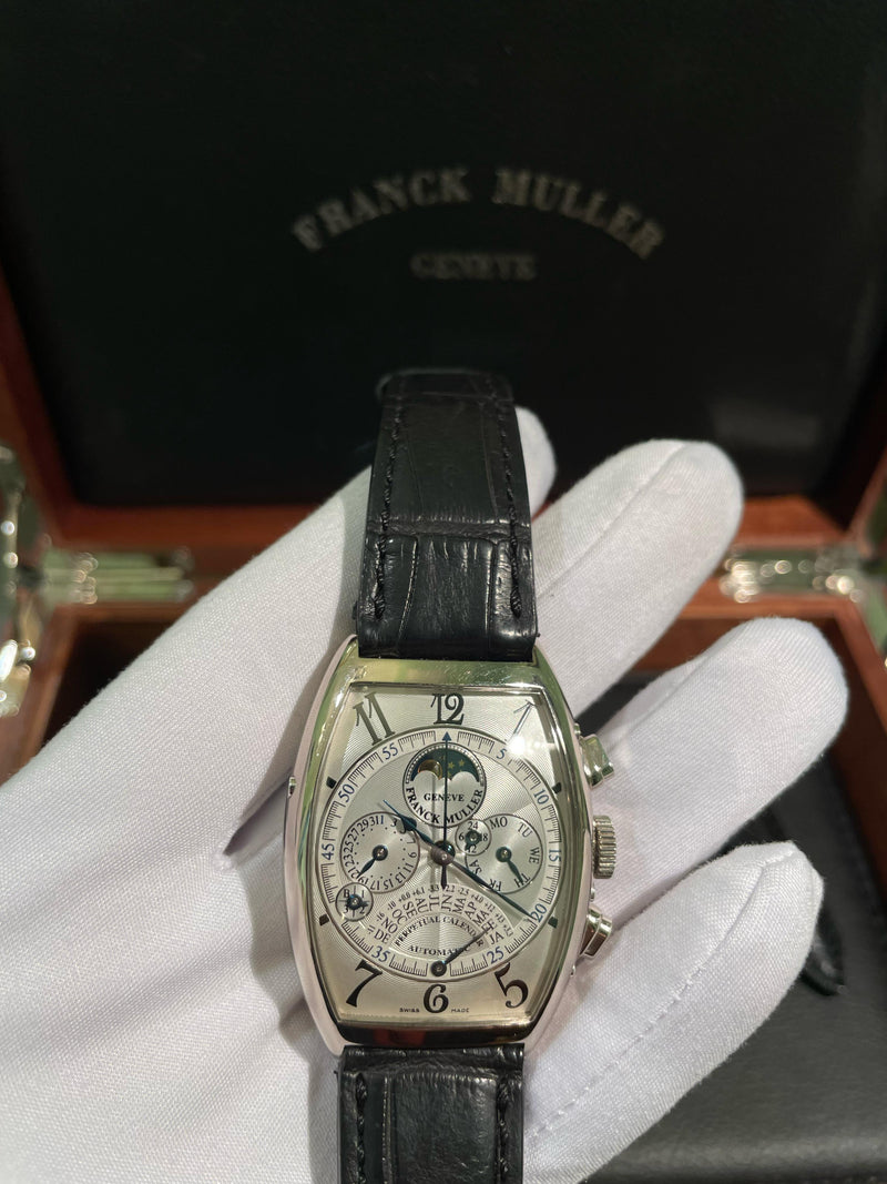 Franck Muller Cintree Curvex Perpetual Calendar 18K White Gold Men's Watch