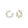 Heart Shape Diamonds Open Ended Earrings in 18k Yellow Gold