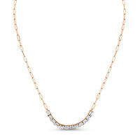 Floating East West Emerald Cut diamond Pendant on Paperclip Chain