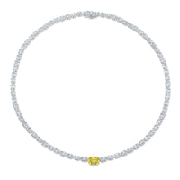East West Oval Cut Diamond Necklace with a Fancy Light Yellow Center Stone