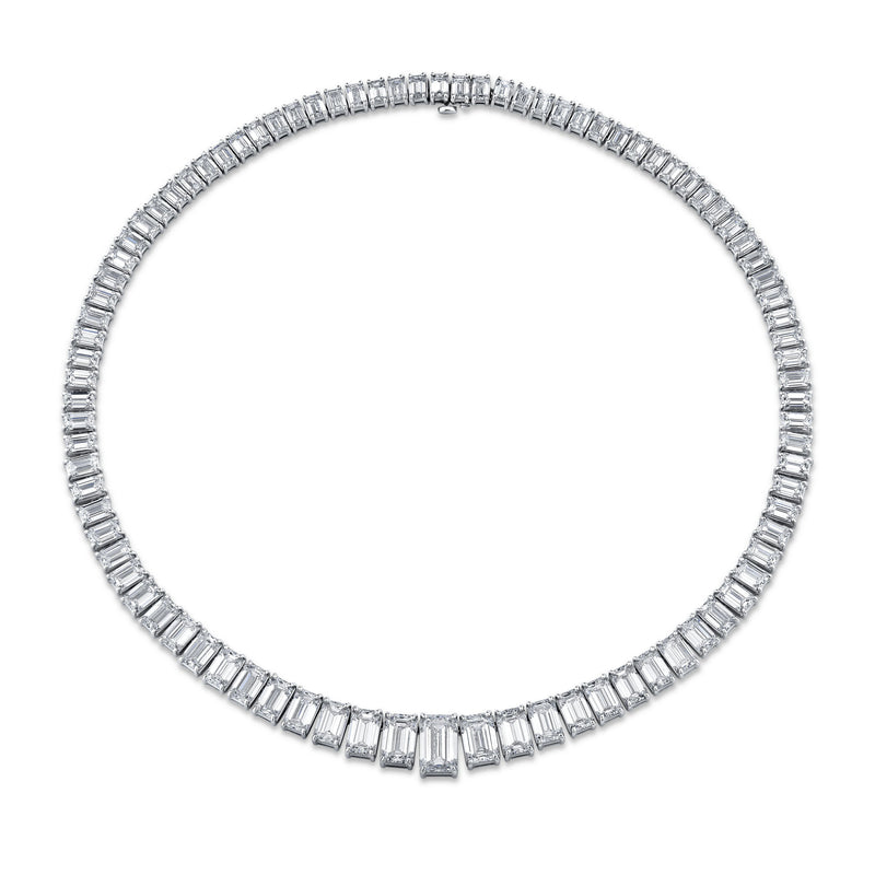 Emerald Cut Diamond Graduated Riviera Necklace