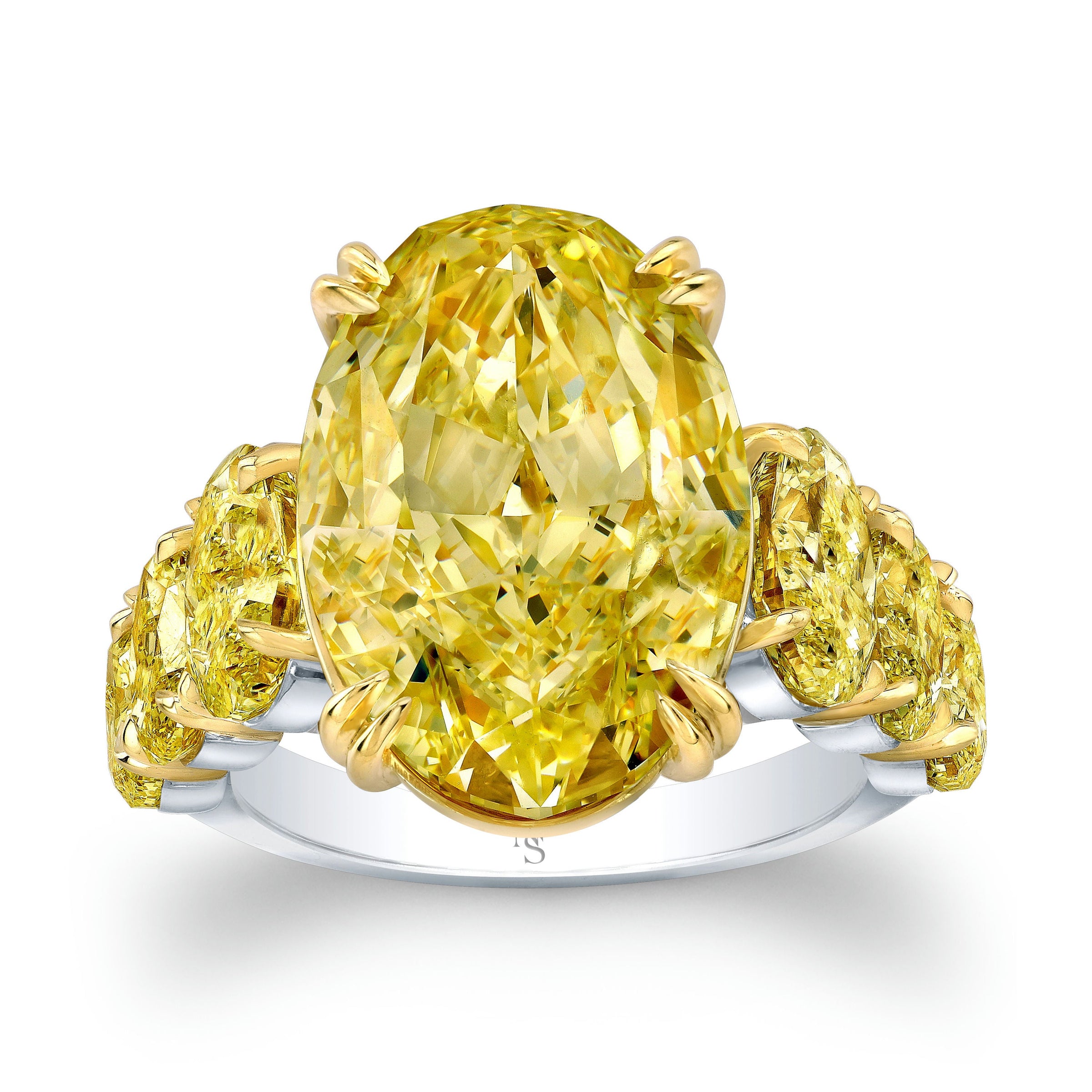 10.03 Fancy Yellow Oval Diamond 7-stone Ring