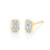 Emerald Cut Bezel Set Studs