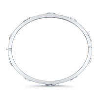 Fancy Shape Diamonds in 18k White Gold Hinged Bangle