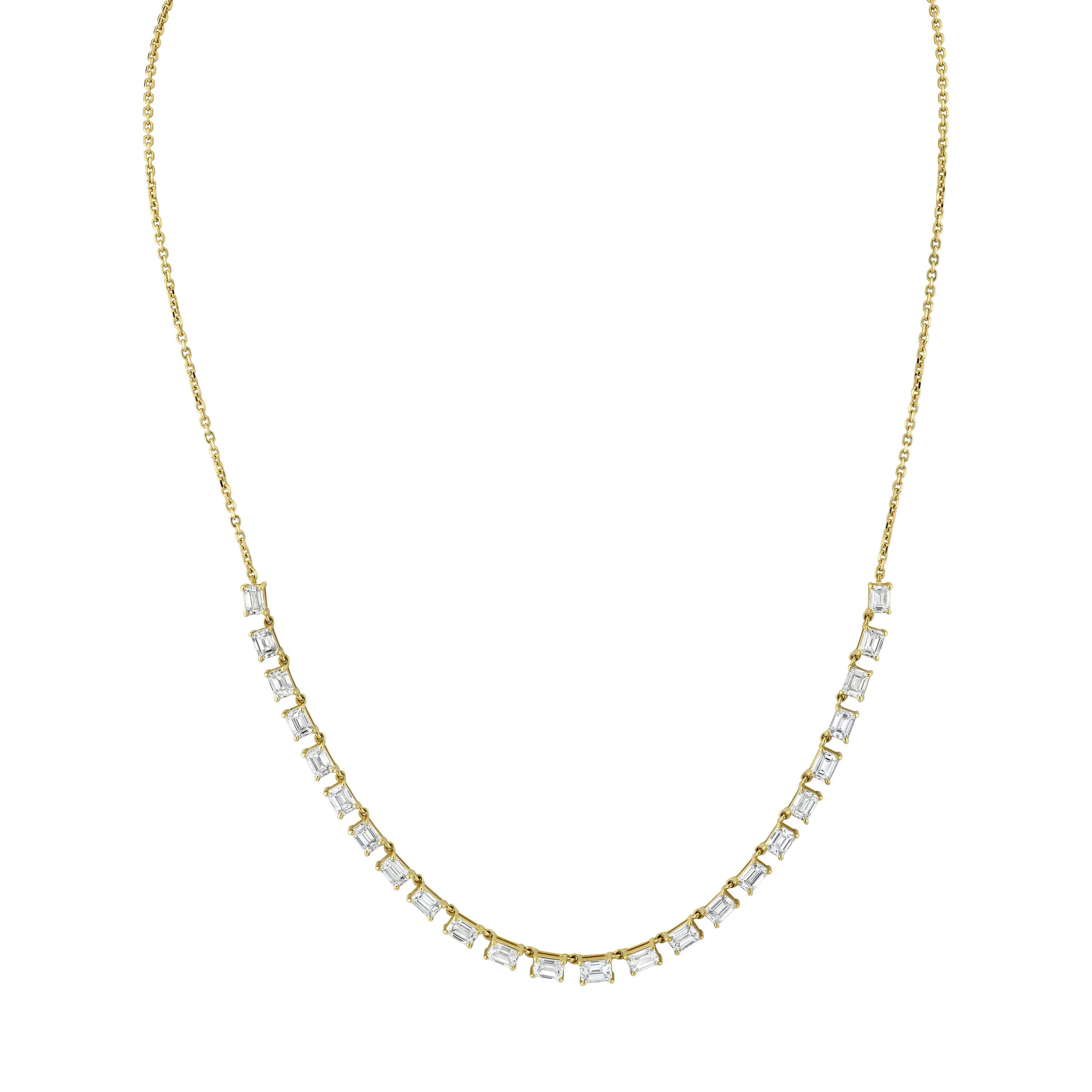 Floating Emerald Cut Diamond Necklace