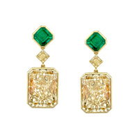 Natural Yellow Radiant Cut Diamonds Drop Earrings