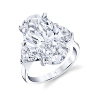 9.60 Carat Oval Diamond Ring with Heart Accents