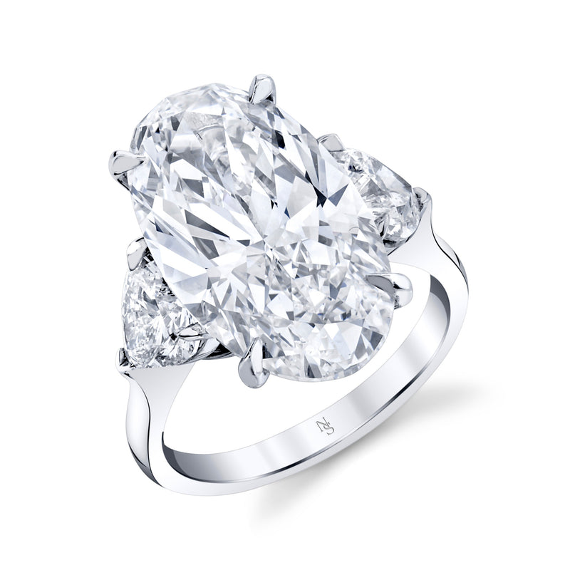 9.60 Carat Oval Diamond Ring with Heart Accents