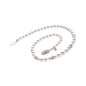 Akoya Cultured Pearl Graduated Strand Necklace with Diamond Rondelles