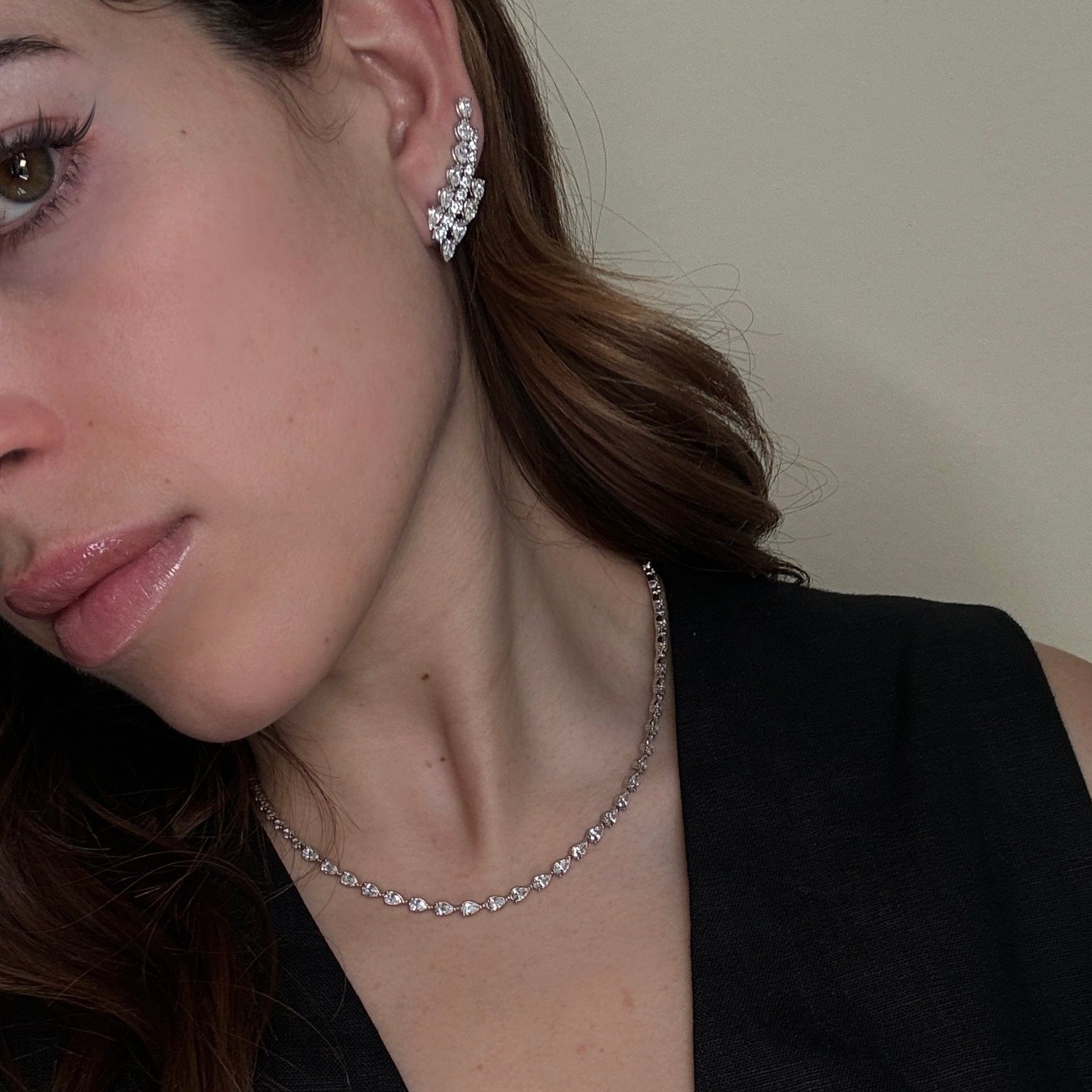 Alina 7 Carat Diamond Pear Diamond Tennis Necklace