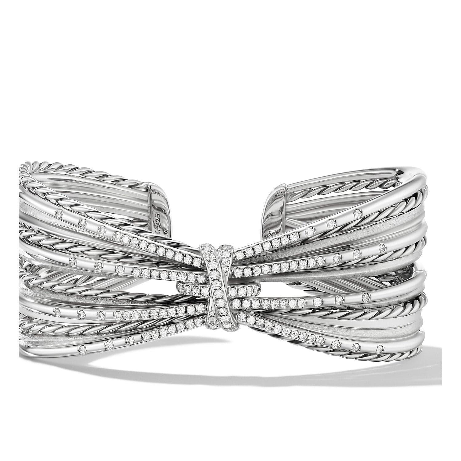 Angelika Four Point Cuff Bracelet in Sterling Silver with Pave Diamonds