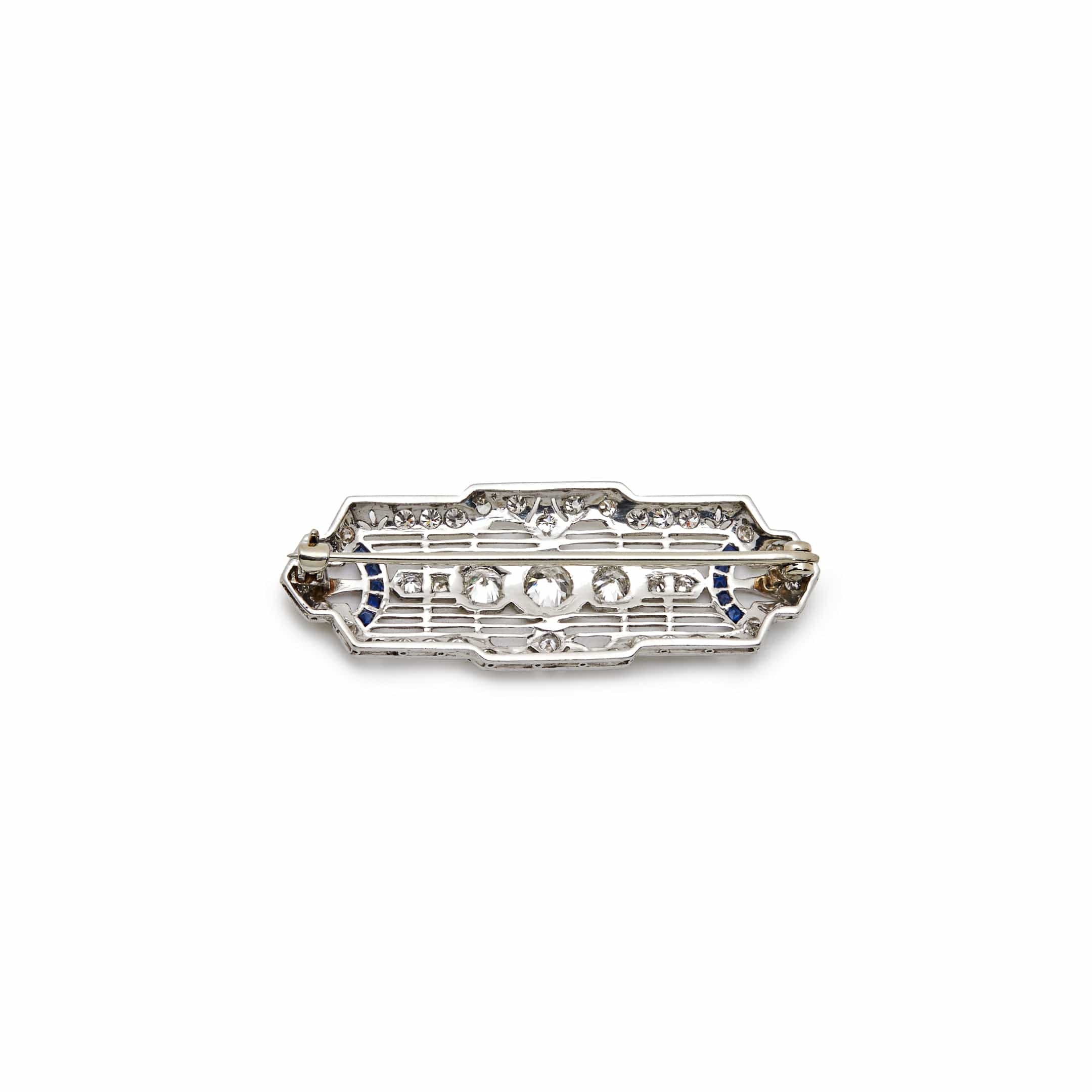Sapphire and Diamond Art Deco Brooch