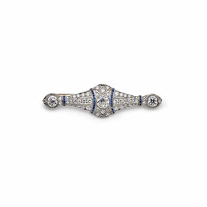 Antique Brooch Platinum, Diamonds, and Sapphires
