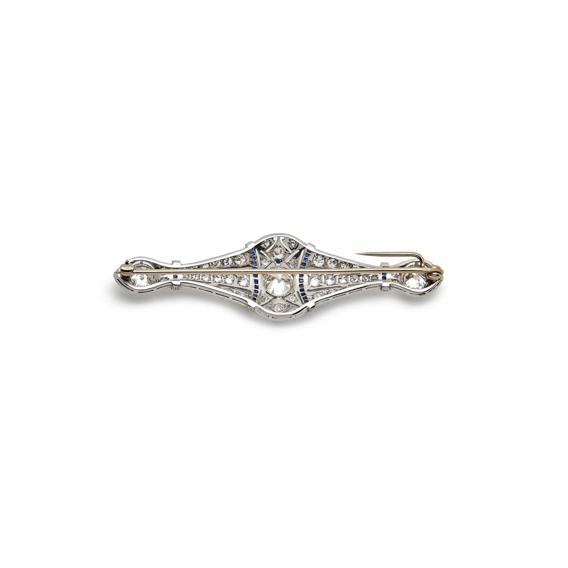 Antique Brooch Platinum, Diamonds, and Sapphires