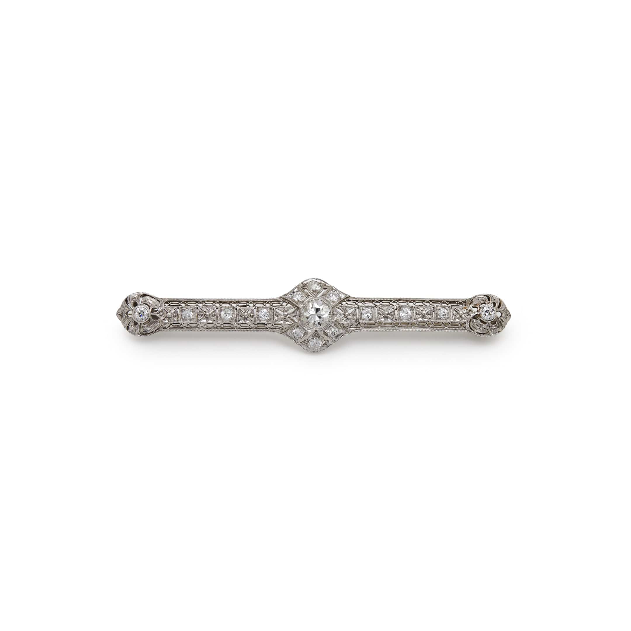 Antique White Gold and Diamond Pin
