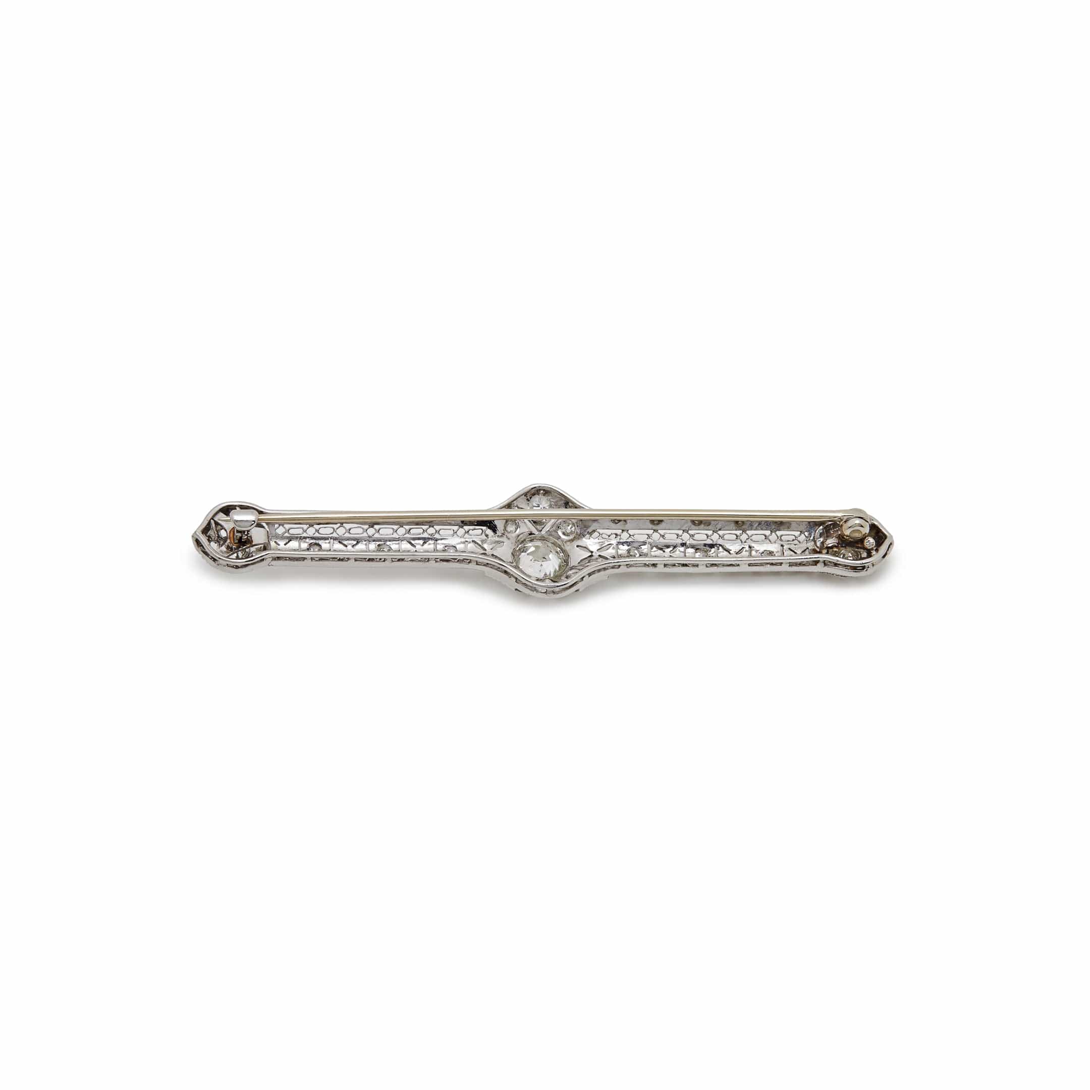 Antique White Gold and Diamond Pin