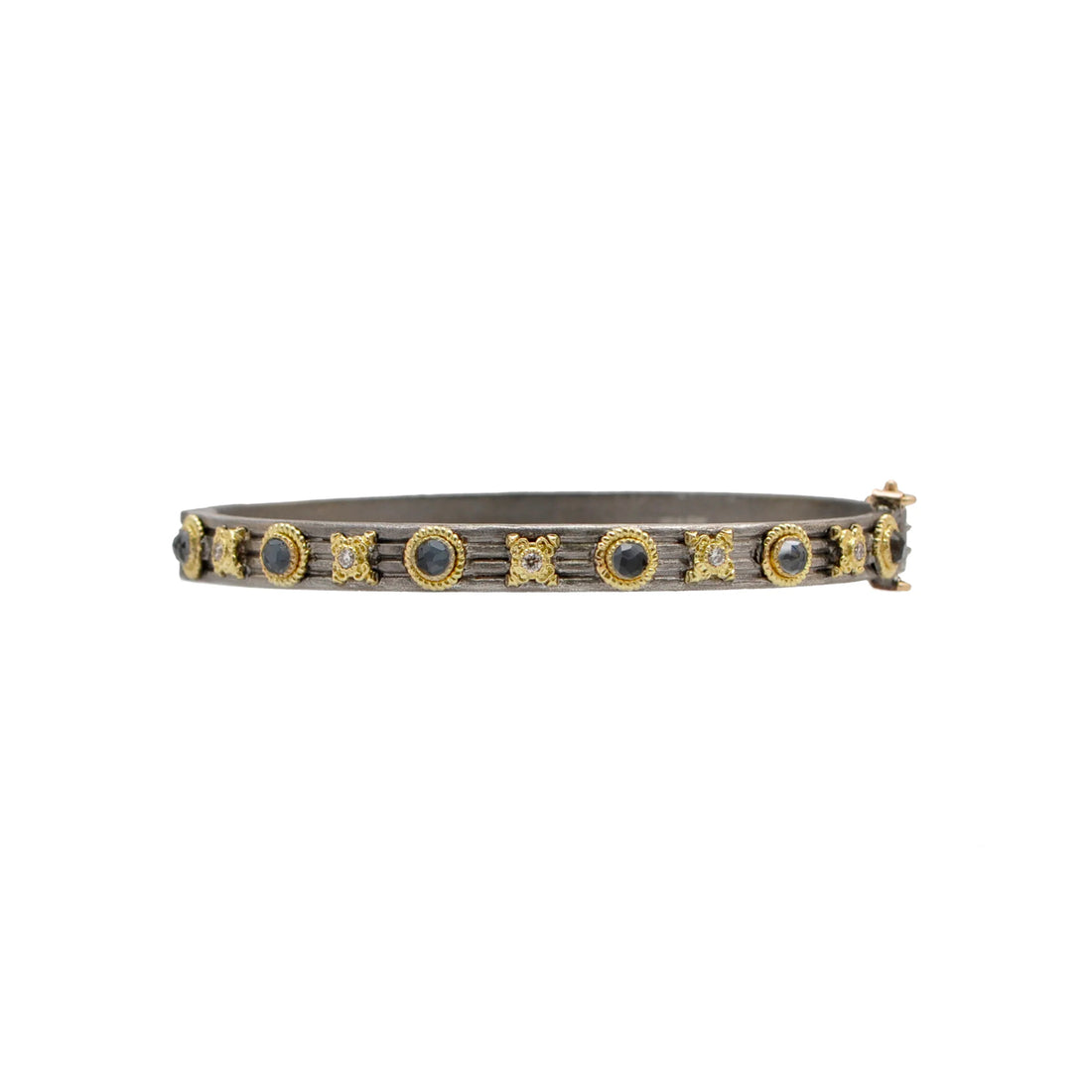 Hematite and Champagne Diamond Huggie Bracelet