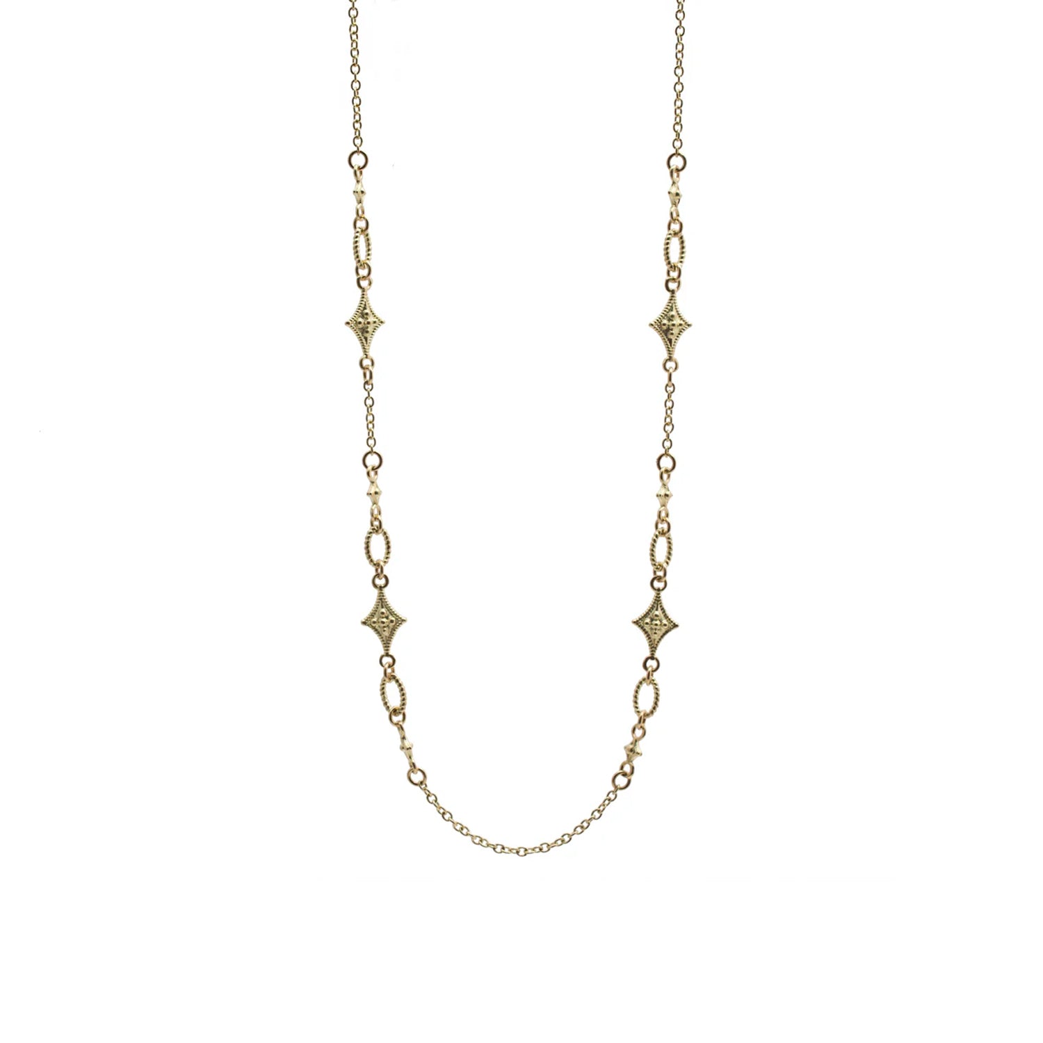 Gold Crivelli Scroll Oval Link Necklace