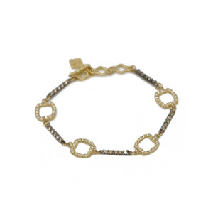 Gold Paperclip with Diamond Bracelet