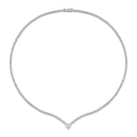 Diamond Necklace with Heart Shape Center Stone
