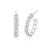 Round Diamond Open Ended Hoop Earrings
