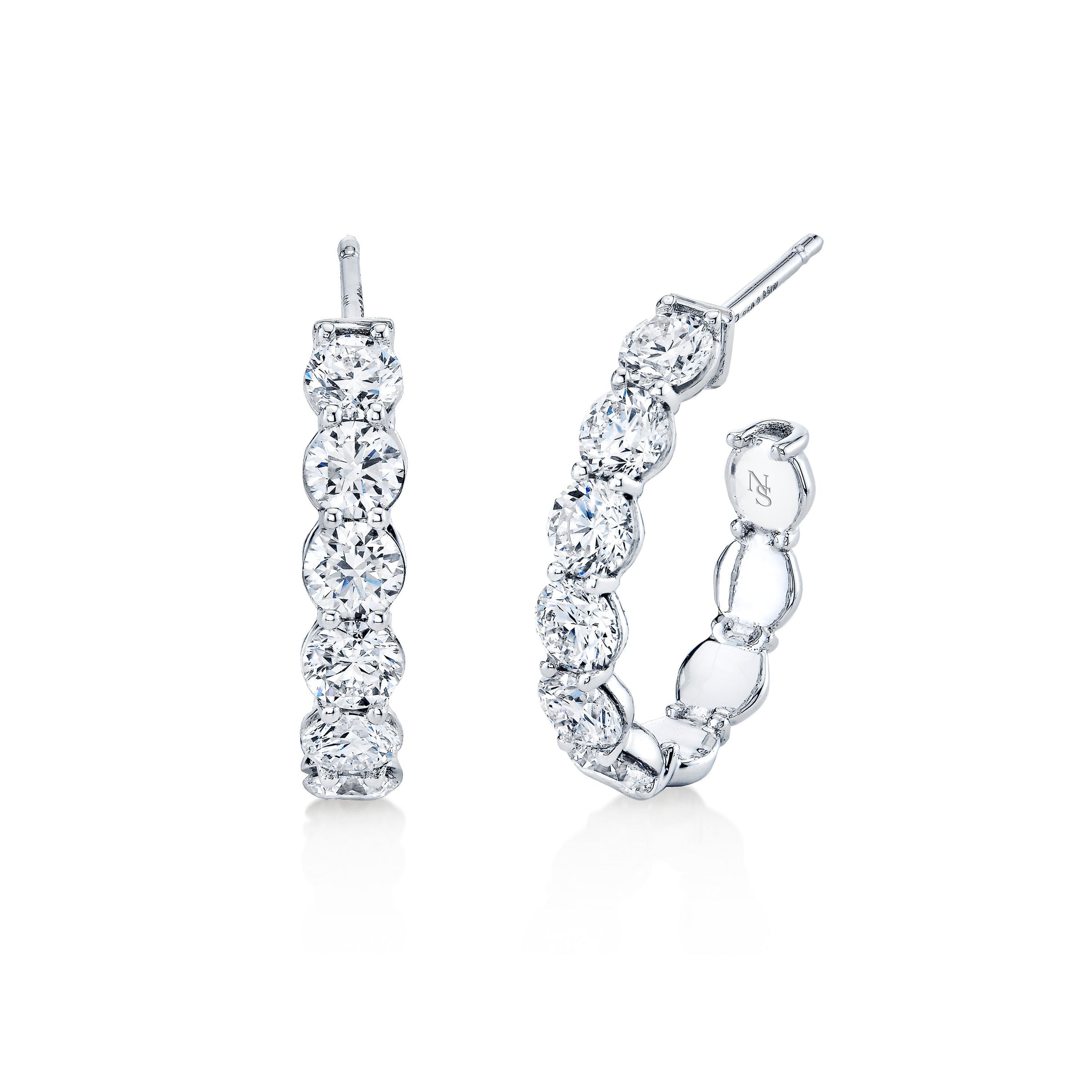 Round Diamond Open Ended Hoop Earrings