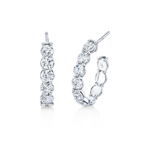 Round Diamond Open Ended Hoop Earrings