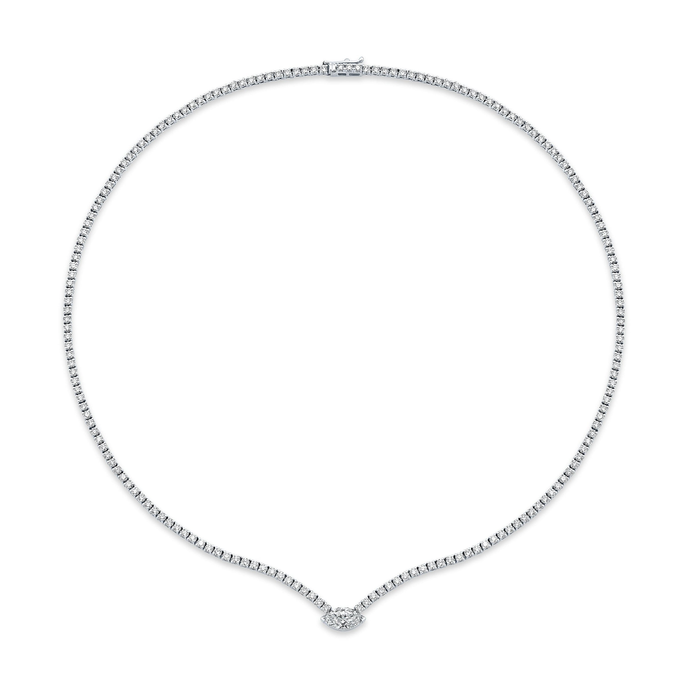 Diamond Necklace with Marquise Center Stone