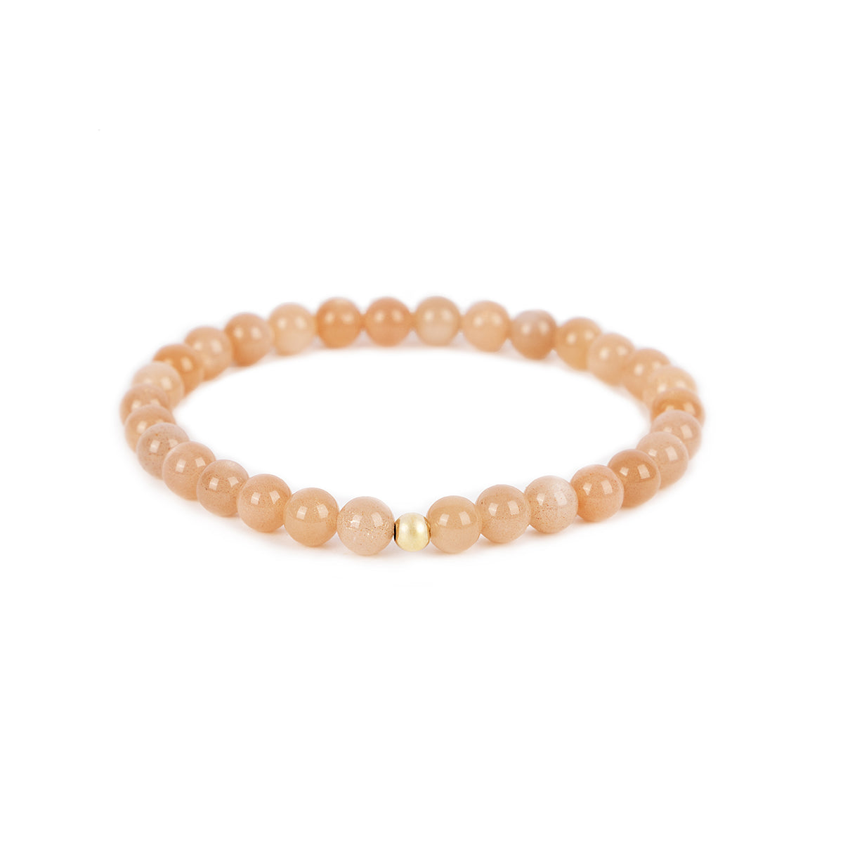 14k Yellow Gold Peach Moonstone Bead Bracelet