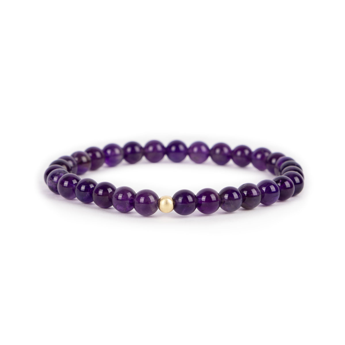 14k Yellow Gold Amethyst Bead Bracelet